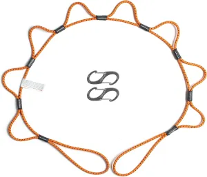 | Bungee Cord with Hooks Tie Down System | Adjustable Cargo Strap | Knot Free | Truck, RV, ATV, Camping,Outdoor Accessory, Multipurpose | Loop, Clip and Go | 2 Carabiners | 5 Feet
