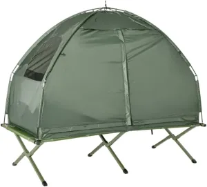 1 Person Portable Camping Tent with Cot & Air Mattress, Easy Setup, Zippered Door,Includes Sleeping Bag & Pillow, 76.5" x 34" x 64"