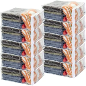 10-Pack Clear Vinyl Zippered Storage Bags 15 x 18 x 7 Inch