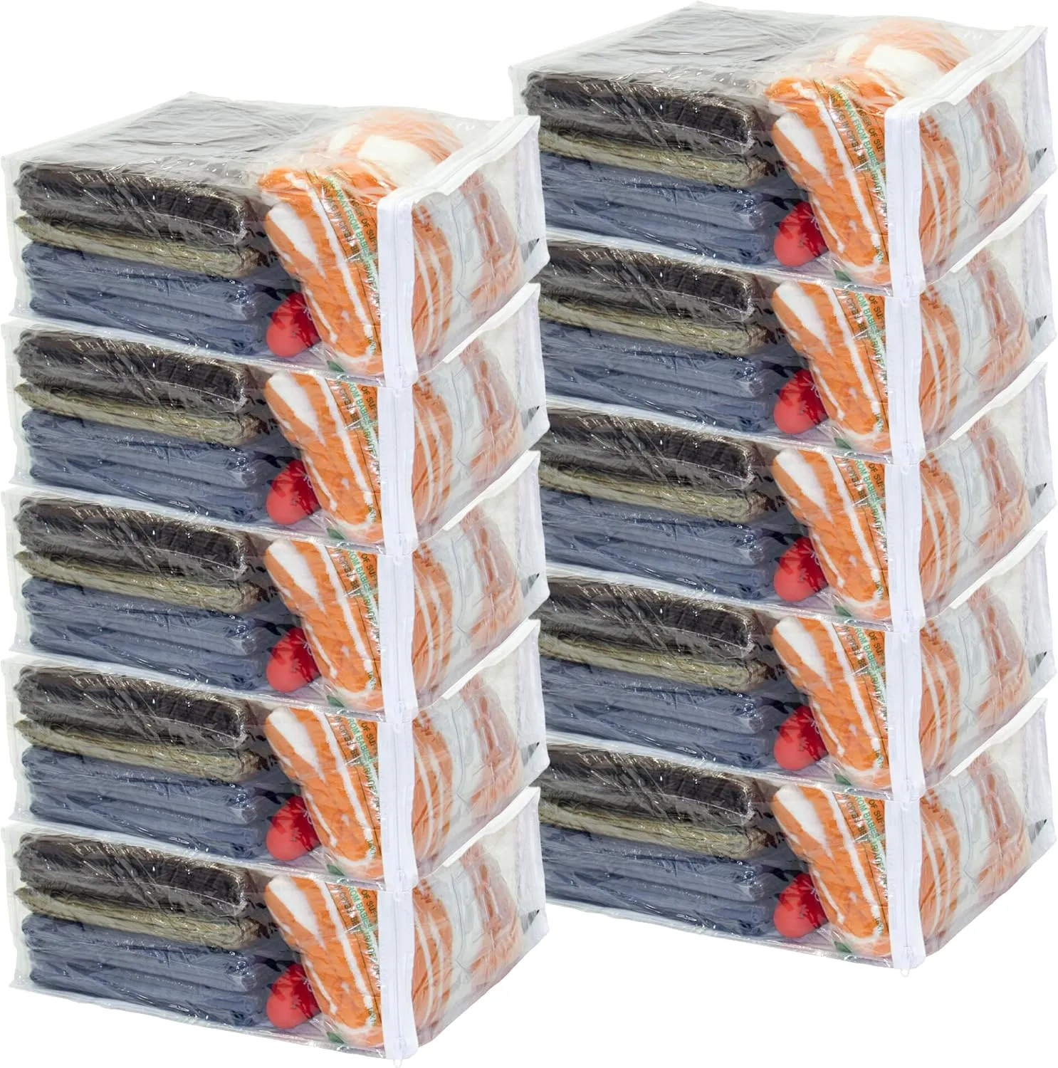 10-Pack Clear Vinyl Zippered Storage Bags 15 x 18 x 7 Inch