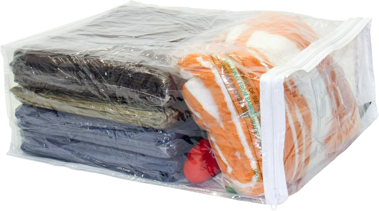 10-Pack Clear Vinyl Zippered Storage Bags 15 x 18 x 7 Inch