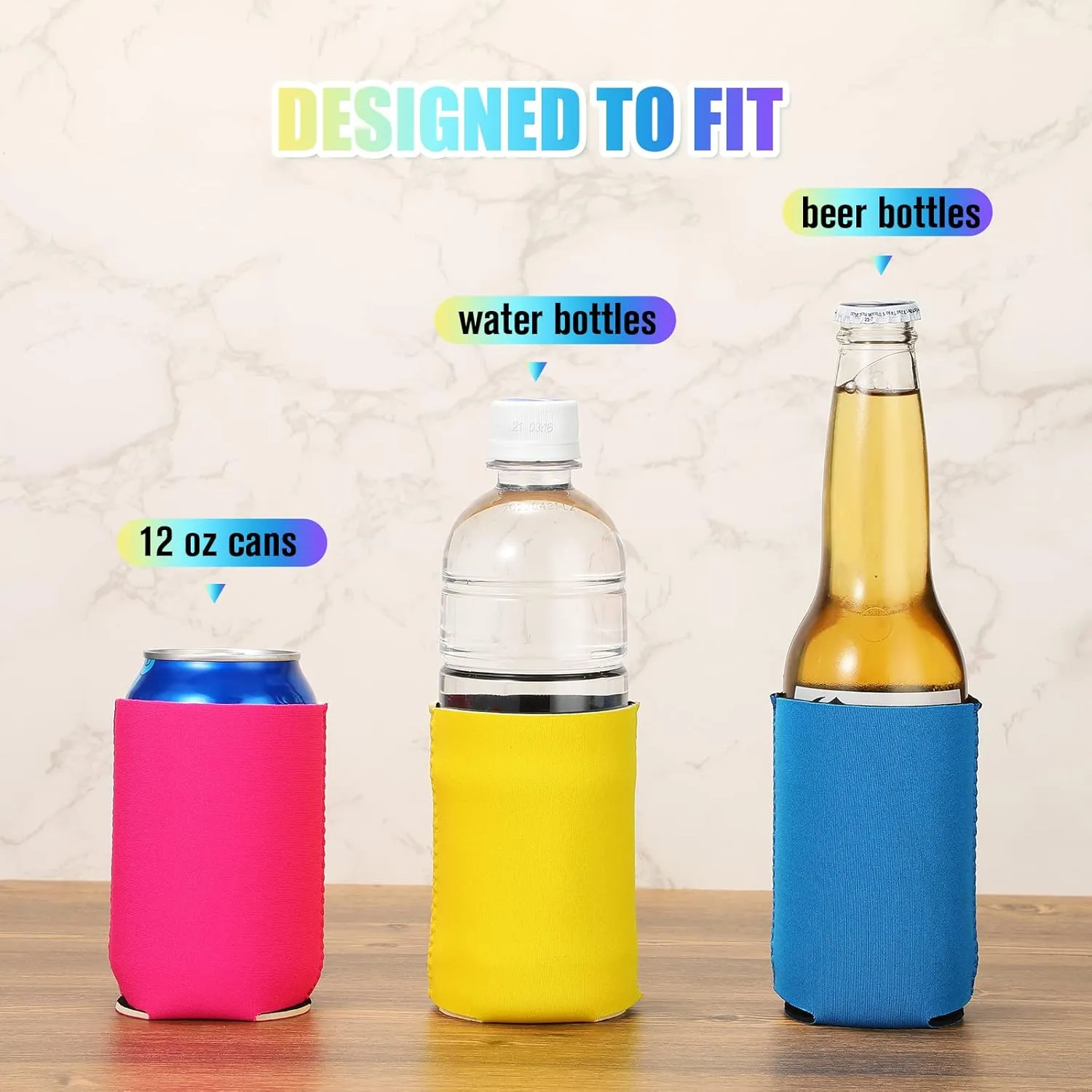 100 Pack Blank Beer Can Cooler Sleeves Soft Insulated Reusable Drink Cooler Bulk Collapsible Sublimation Can Cooler Sleeves for Wedding Party Supplies (Vivid Colors, Simple Style)
