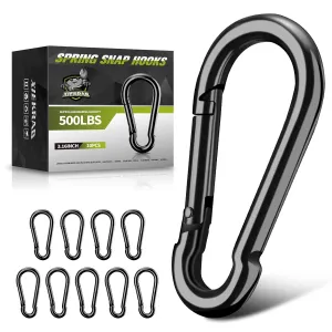 10Pcs Spring Snap Hooks, 3.16” Carabiner Clip, 500lbs Heavy Duty Rope Connector, Large Carabiners for Indoor & Outdoor, Hammock, Swing, Camping, Fishing, Hiking