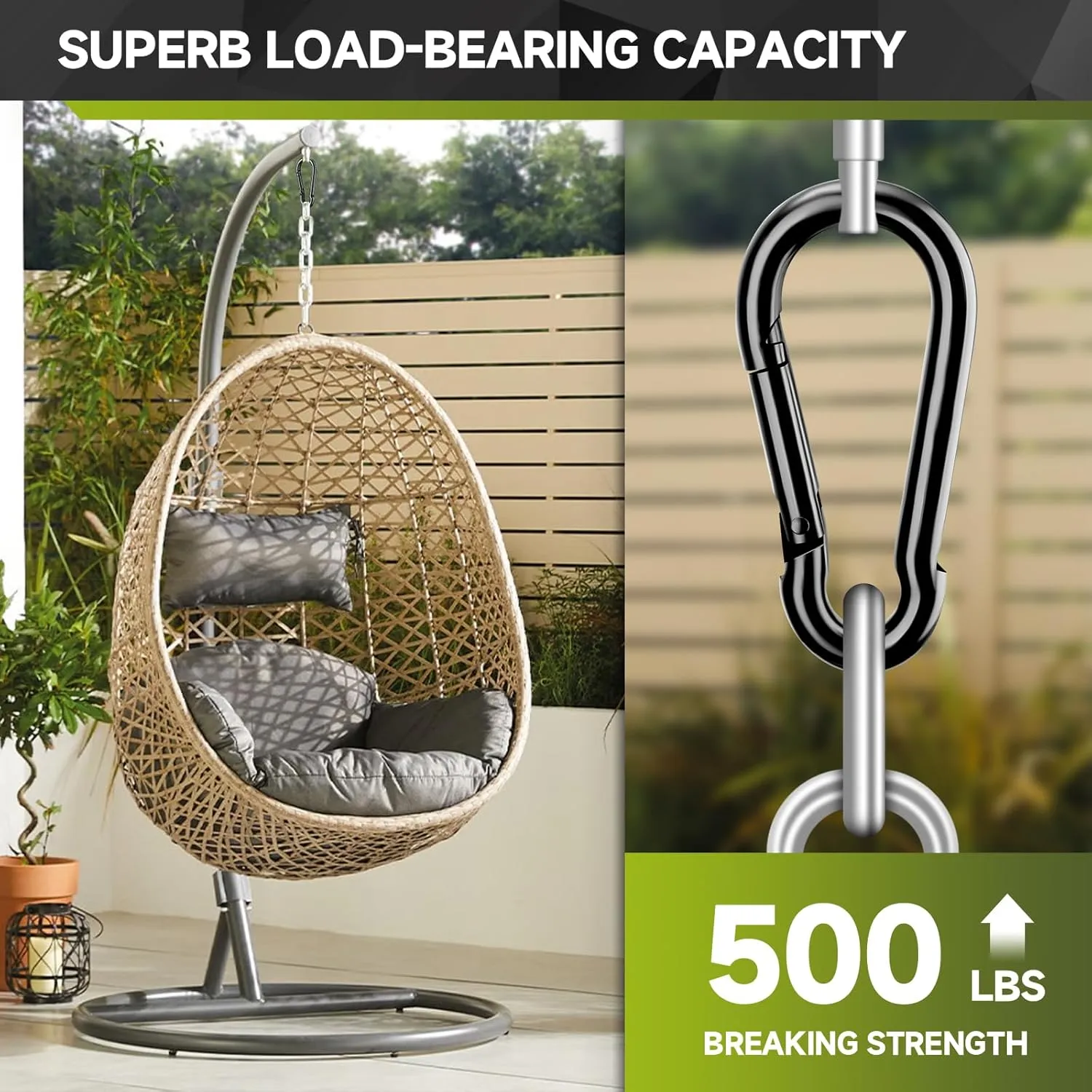 10Pcs Spring Snap Hooks, 3.16” Carabiner Clip, 500lbs Heavy Duty Rope Connector, Large Carabiners for Indoor & Outdoor, Hammock, Swing, Camping, Fishing, Hiking