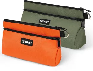 12” 10” Tool Pouch, UUP 2 Pack Small Tool Bag Zipper Pouch Bag, Two Compartments Tool Storage Organizer, Utility Carrying Handle Organization ToolBag, Dad Men Electrician Mechanic Gift -Green/Orange