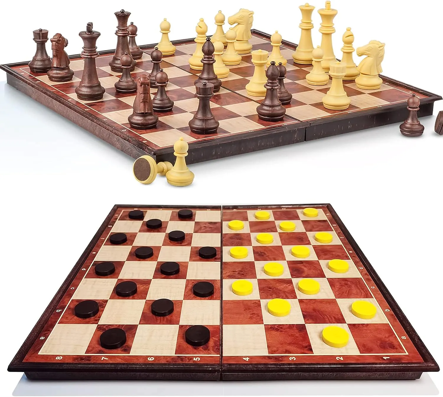 12.5" Magnetic 3-in-1 Large Travel Chess Checkers Backgammon Set - Foldable and Portable Board Game with Premium Chess Pieces for Adults and Kids