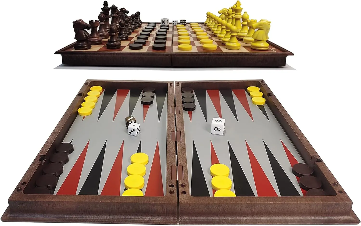 12.5" Magnetic 3-in-1 Large Travel Chess Checkers Backgammon Set - Foldable and Portable Board Game with Premium Chess Pieces for Adults and Kids