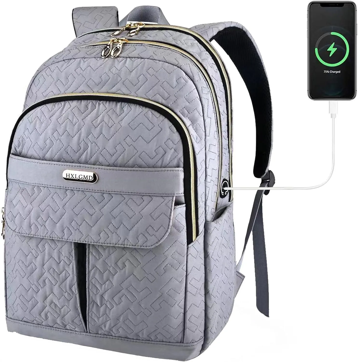 15.6 Inch Laptop Backpack for Women, Quilted Teacher Nurse Backpack College Casual Daypack for Work Travel Office