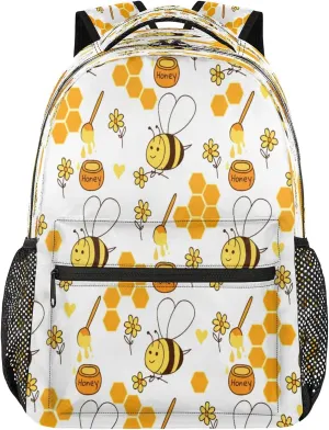 16 Inch Backpack Bee Honey Animal Cute Waterproof Lightweight Travel Back Pack Adjustable Casual Rucksack For Men Women Daypack Fits Travel Outdoor Sport Work Hiking Gym Gifts