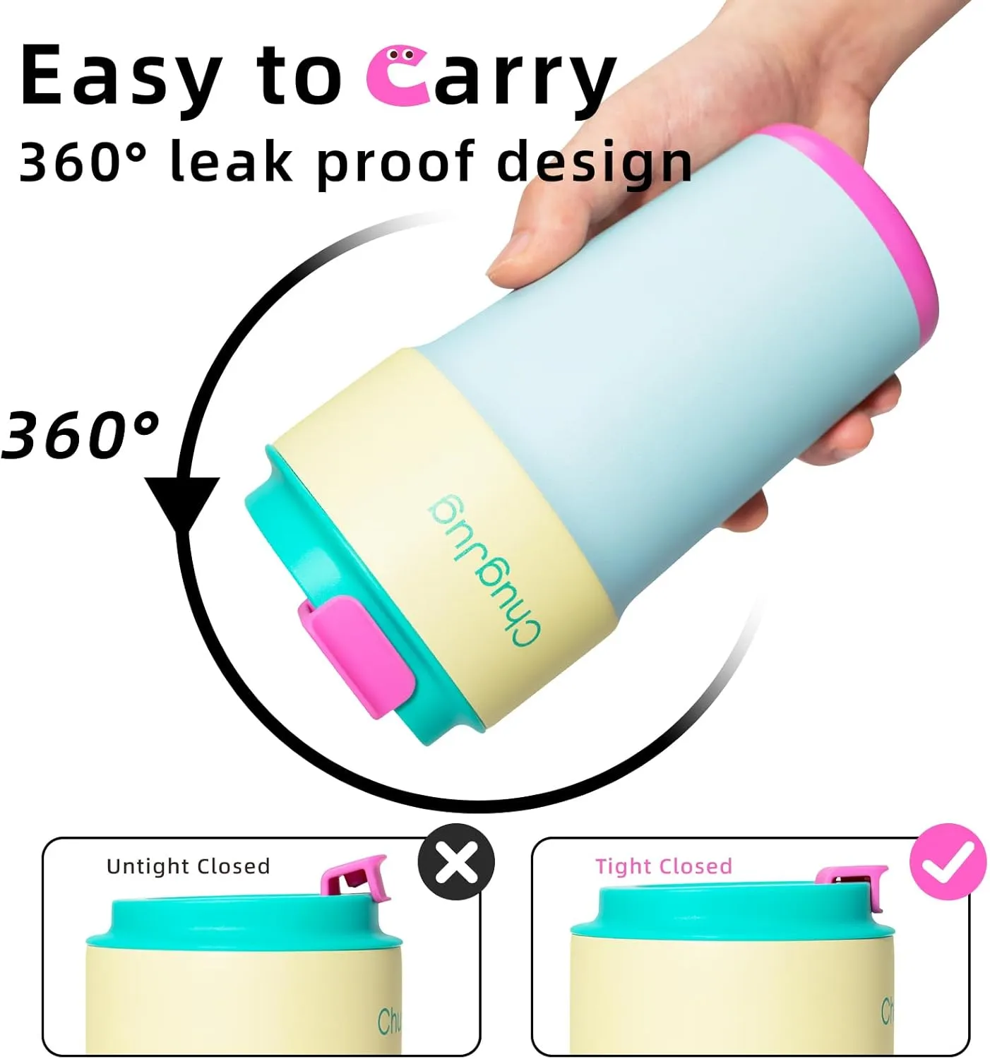 16 oz Travel Coffee Mug with Ceramic Coating, Leak-Proof Vacuum Insulated Coffee Tumbler with Lid, Double Wall Stainless Steel Travel Cup, Reusable To Go Mug for Hot& Cold Drinks (Sunlit Sea)