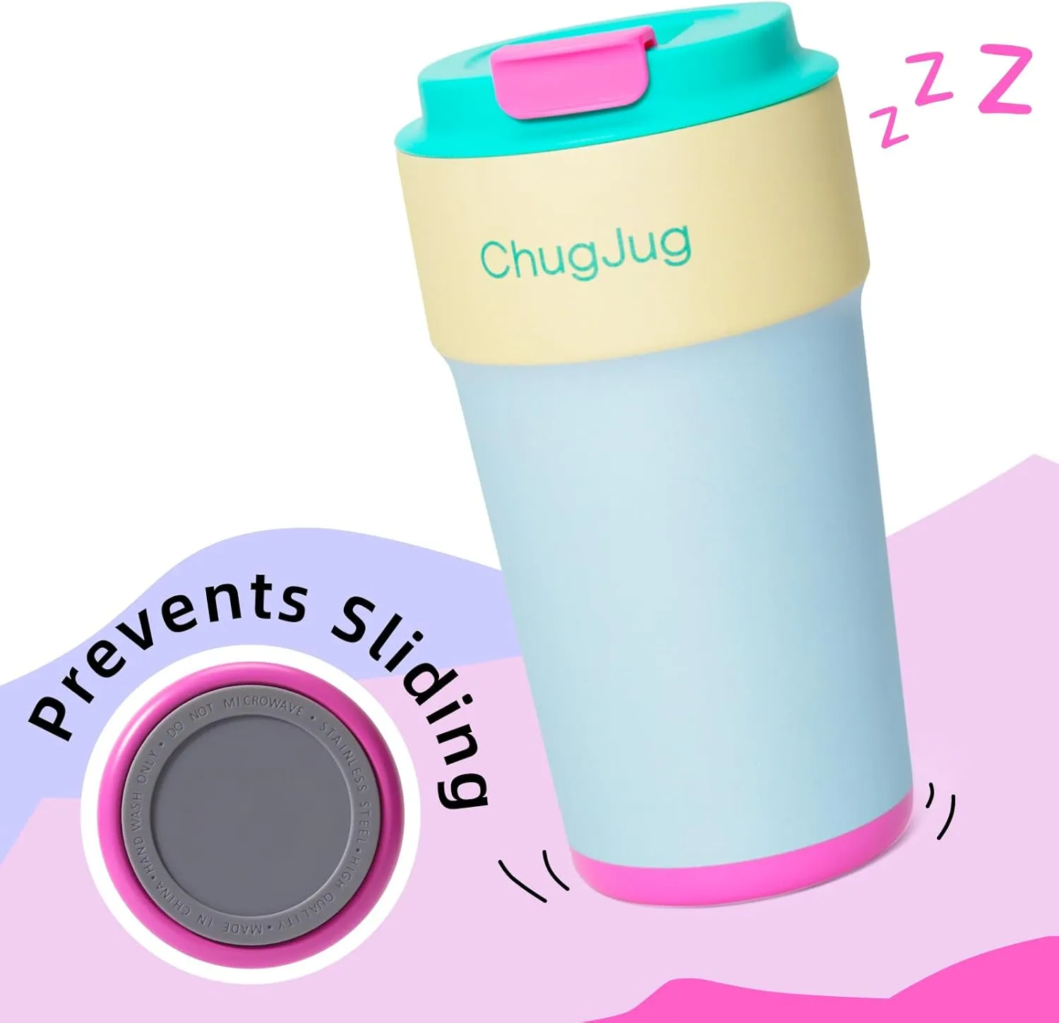 16 oz Travel Coffee Mug with Ceramic Coating, Leak-Proof Vacuum Insulated Coffee Tumbler with Lid, Double Wall Stainless Steel Travel Cup, Reusable To Go Mug for Hot& Cold Drinks (Sunlit Sea)