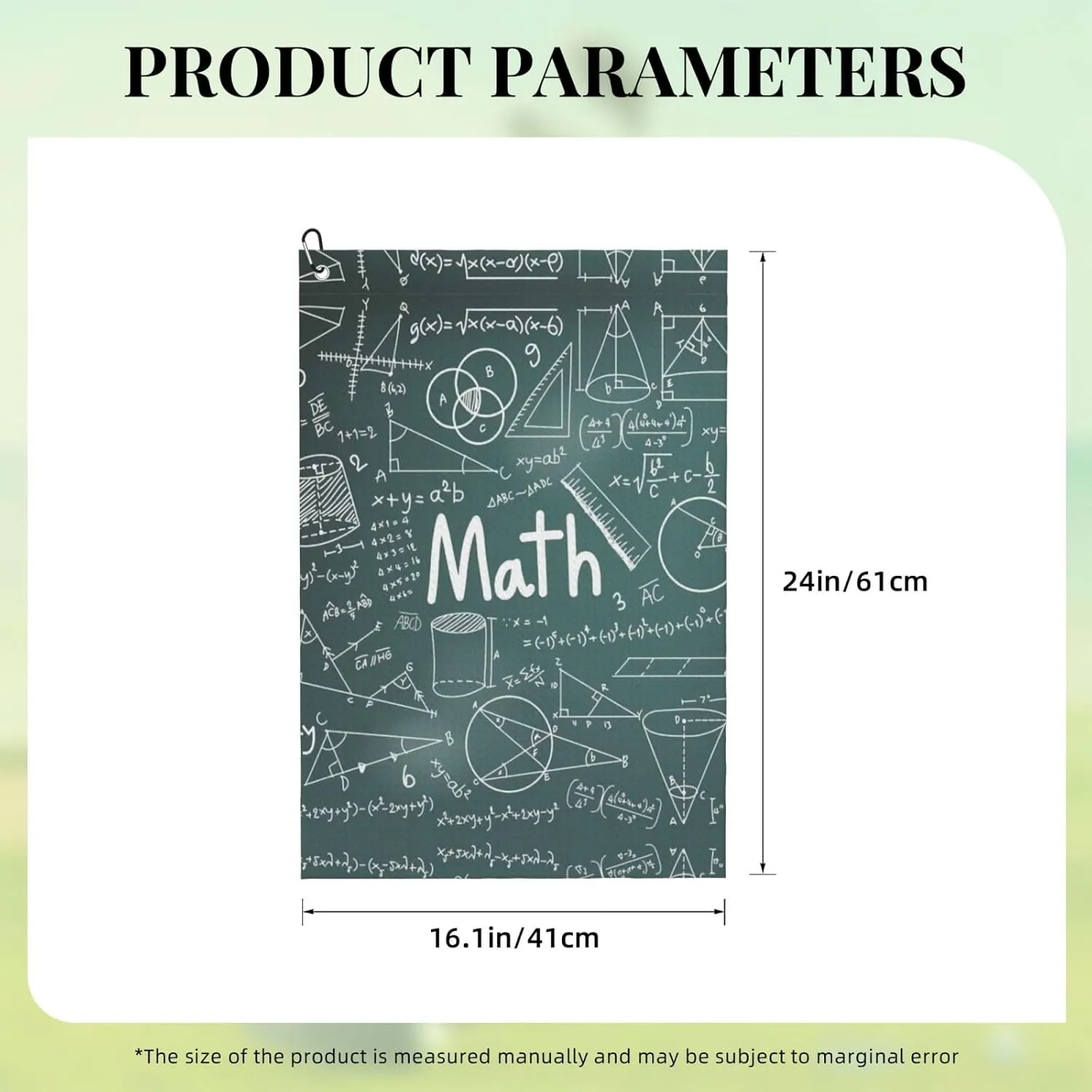 16" x 24" Formulas Shapes Theory Math Lesson Word Golf Towels, Premium Microfiber Fabric Waffle Pattern with Heavy Duty Carabiner Clip