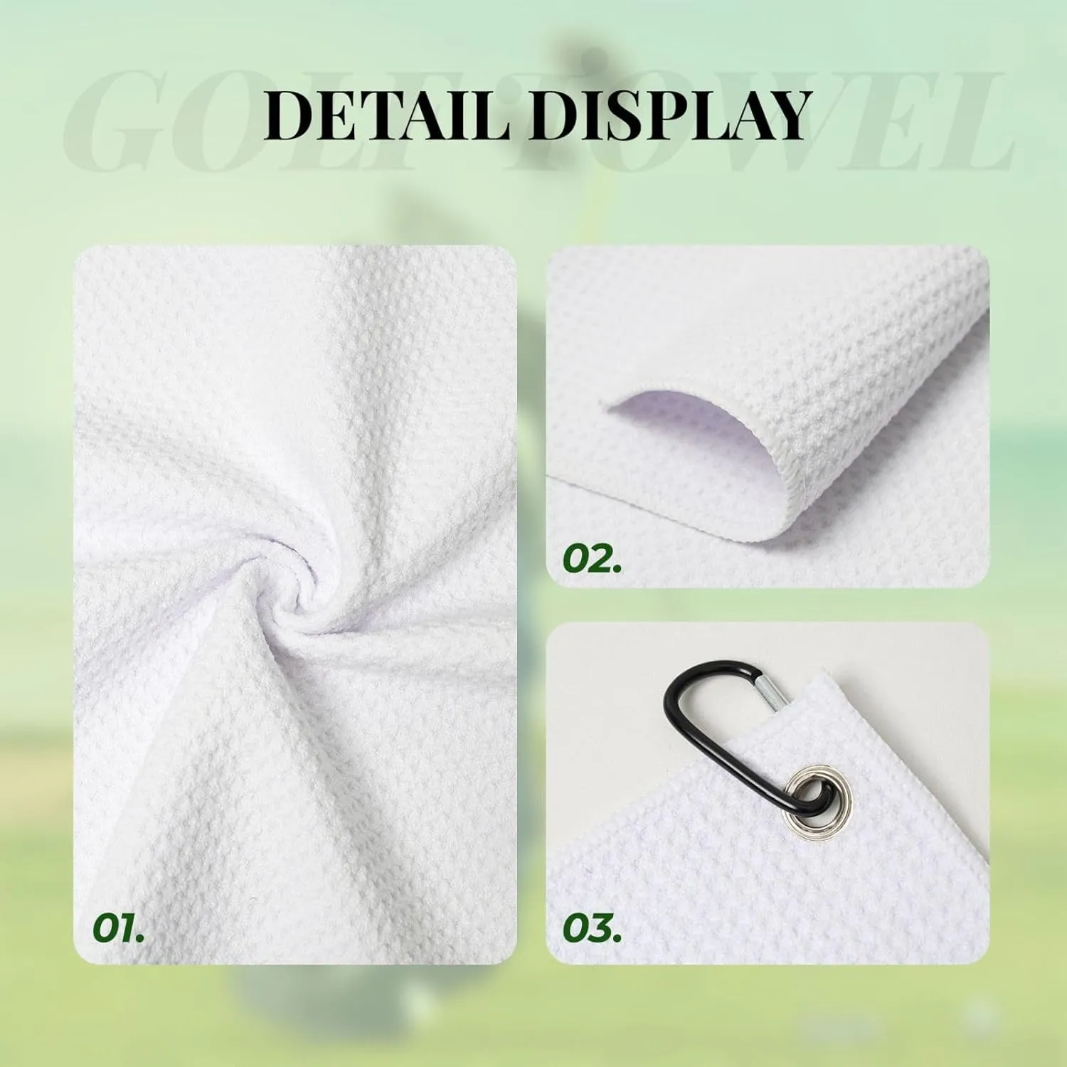 16" x 24" Otters Golf Towels, Premium Microfiber Fabric Waffle Pattern with Heavy Duty Carabiner Clip