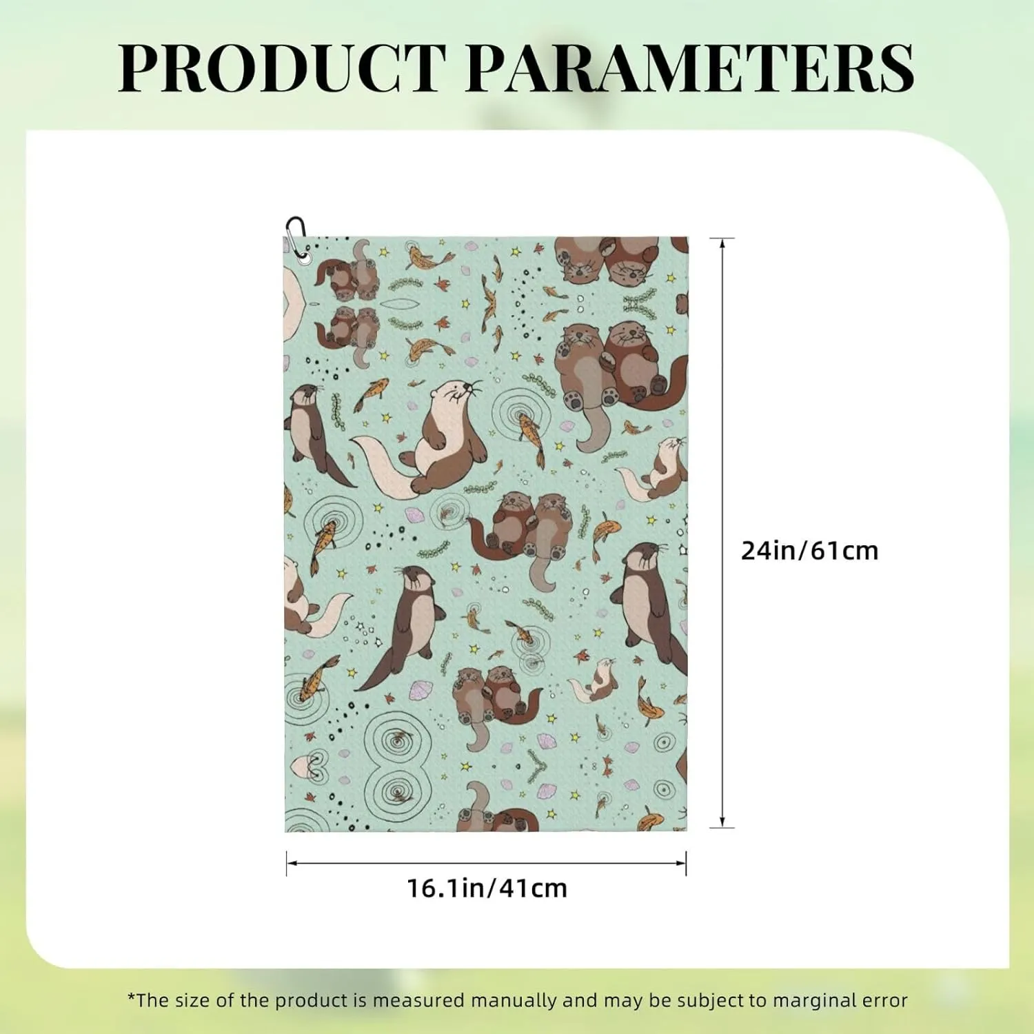 16" x 24" Otters Golf Towels, Premium Microfiber Fabric Waffle Pattern with Heavy Duty Carabiner Clip