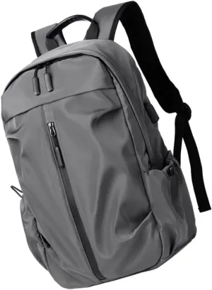 1Pc Men Casual Backpack for Students High Capacity Computer Bag with Side Charging Port for Travel Office School Use Stylish Design
