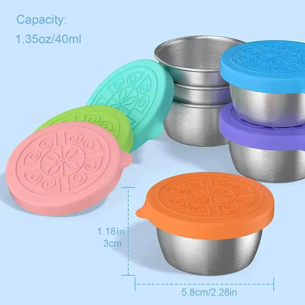 1pc Salad Dressing Container With 1.35oz/40ml Reusable Stainless Steel Cup And Leakproof Silicone Lid