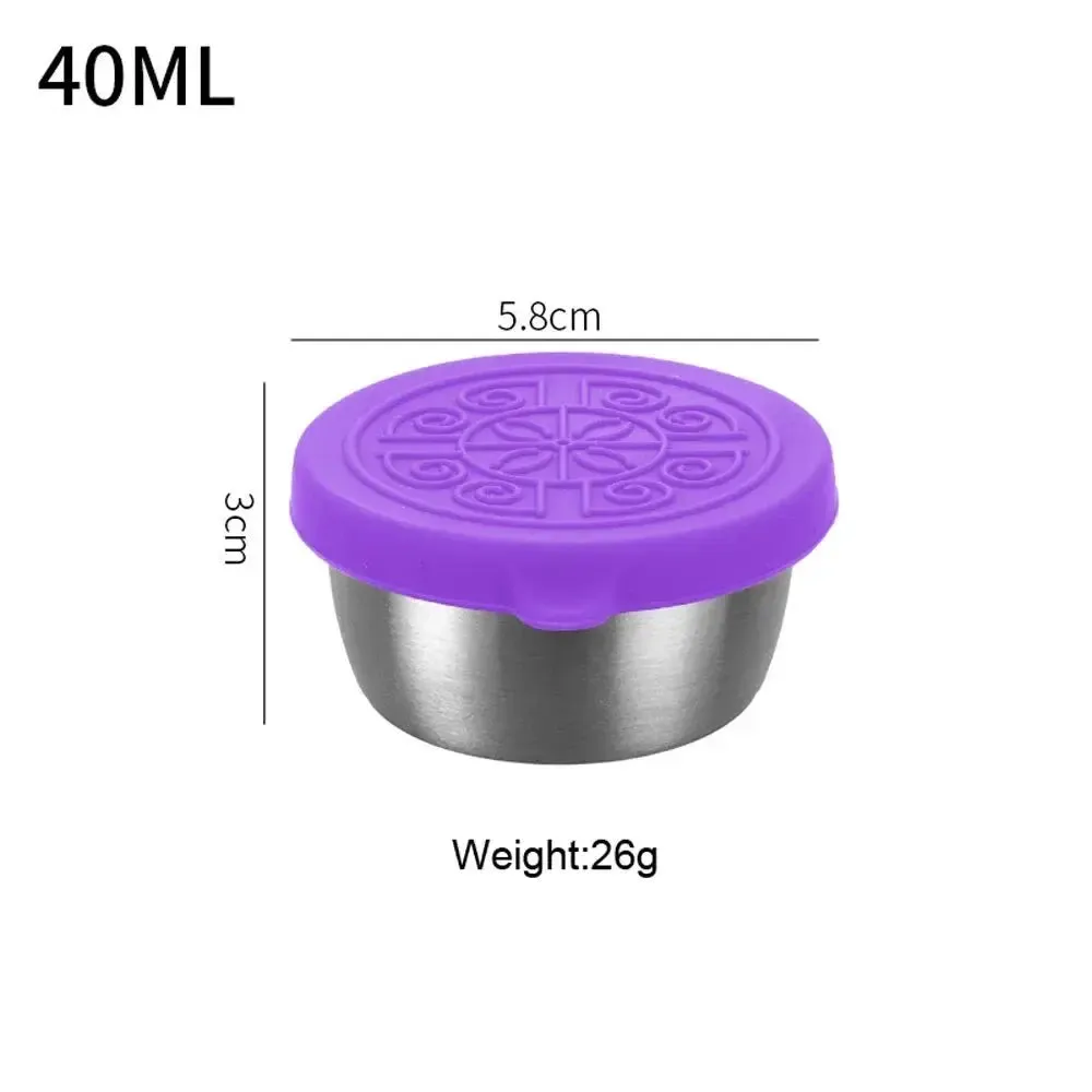 1pc Salad Dressing Container With 1.35oz/40ml Reusable Stainless Steel Cup And Leakproof Silicone Lid