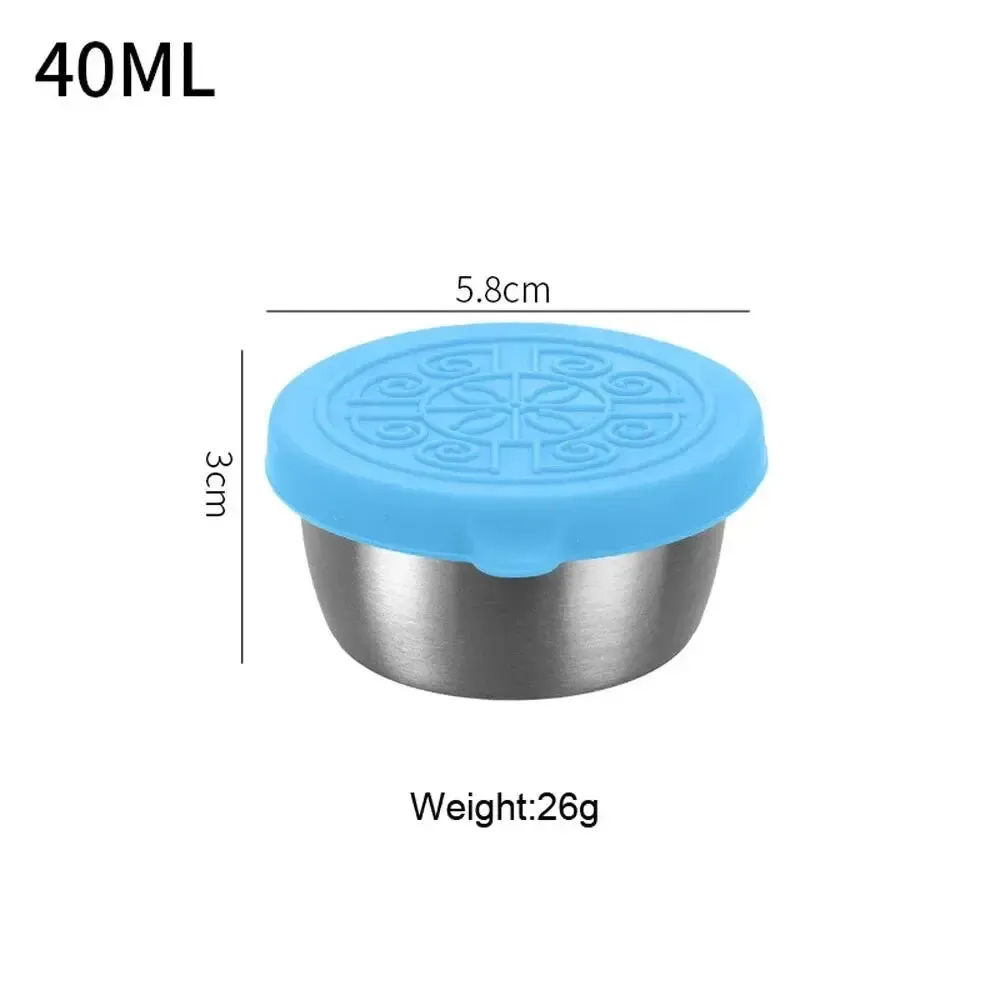 1pc Salad Dressing Container With 1.35oz/40ml Reusable Stainless Steel Cup And Leakproof Silicone Lid