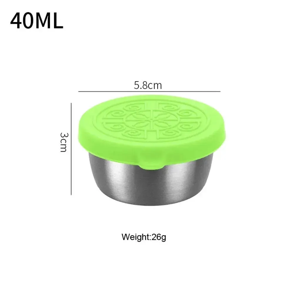 1pc Salad Dressing Container With 1.35oz/40ml Reusable Stainless Steel Cup And Leakproof Silicone Lid