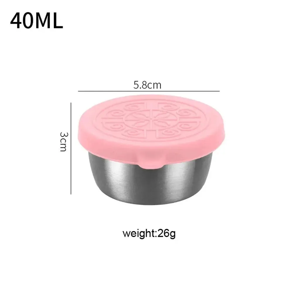 1pc Salad Dressing Container With 1.35oz/40ml Reusable Stainless Steel Cup And Leakproof Silicone Lid