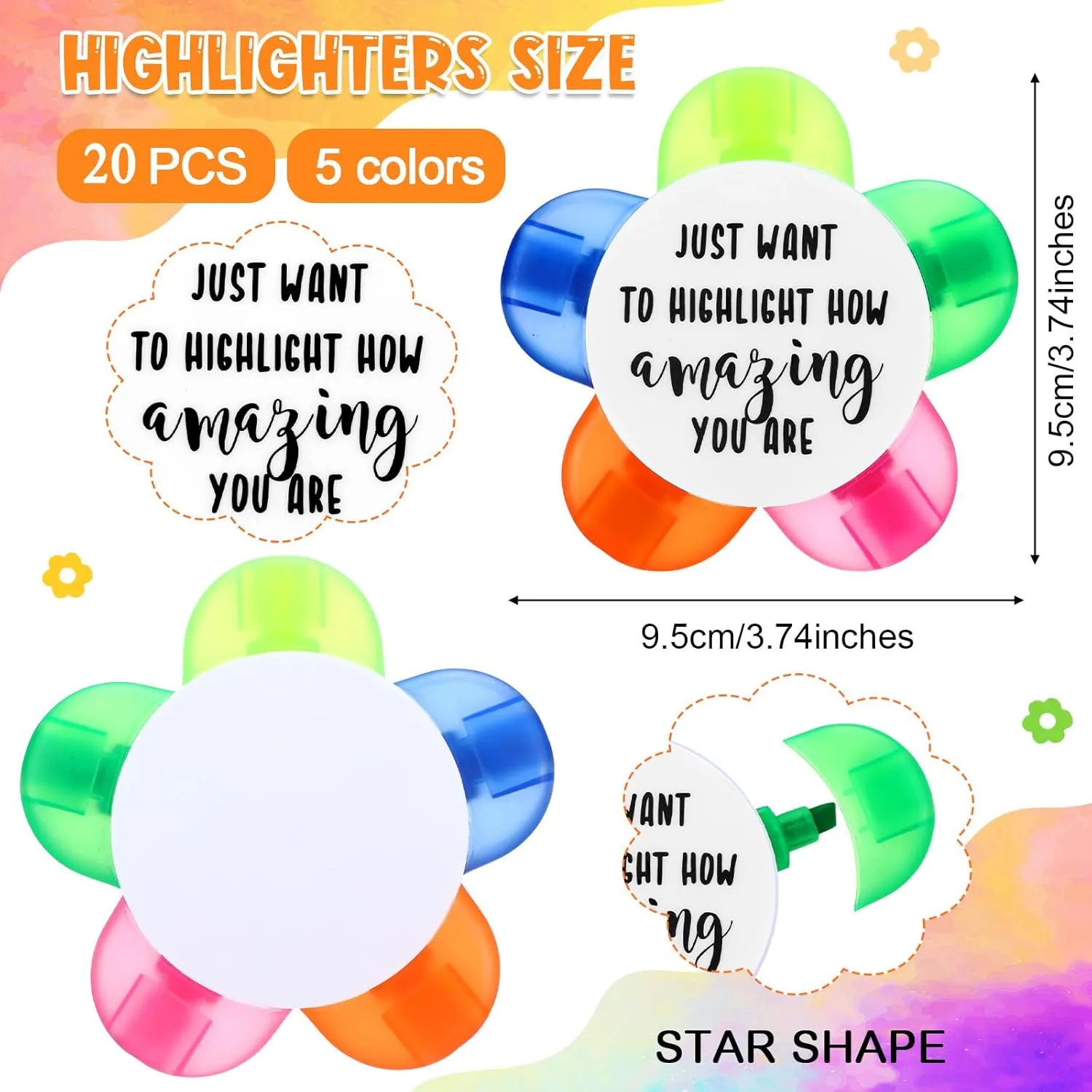 20 Pcs Petals Bible Highlighters Christian Gifts for Students from Teachers in Bulk Brush Tip Affirmation Awards Gifts