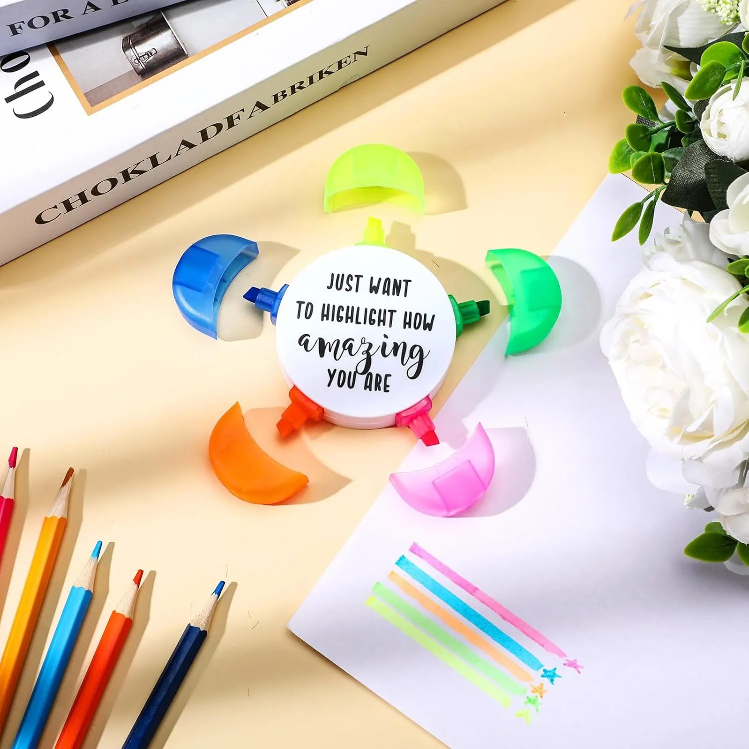 20 Pcs Petals Bible Highlighters Christian Gifts for Students from Teachers in Bulk Brush Tip Affirmation Awards Gifts
