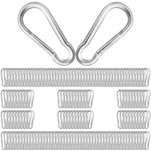 200Pcs 2.36" Heavy Duty Snap Hook Carabiners - M6 Galvanized Steel Quick Links for Keys, Hammocks, Swings, Outdoor Gear - Camping, Hiking, Fishing (Sliver)