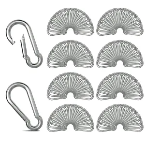 200PCS 2.4" Spring Snap Hook Carabiners, M6 x 2-3/8 Inch Heavy Duty Carabiner Clip Galvanized Steel Quick Link Snap Hook, 260LBS Holding Capacity for Swing, Hammock, Hiking, Gym, Travel Camping