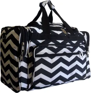 22" Women Fashion Duffel Bag (Chevron-Black/White)