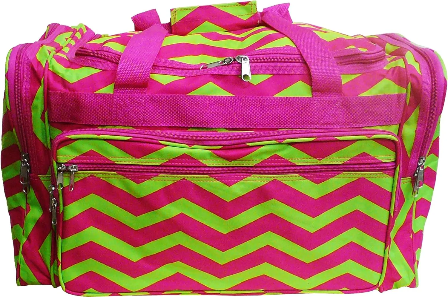 22" Women Fashion Duffel Bag (Chevron-Pink/Lime)