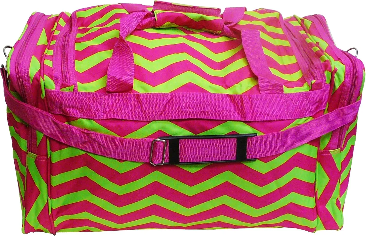 22" Women Fashion Duffel Bag (Chevron-Pink/Lime)