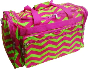 22" Women Fashion Duffel Bag (Chevron-Pink/Lime)