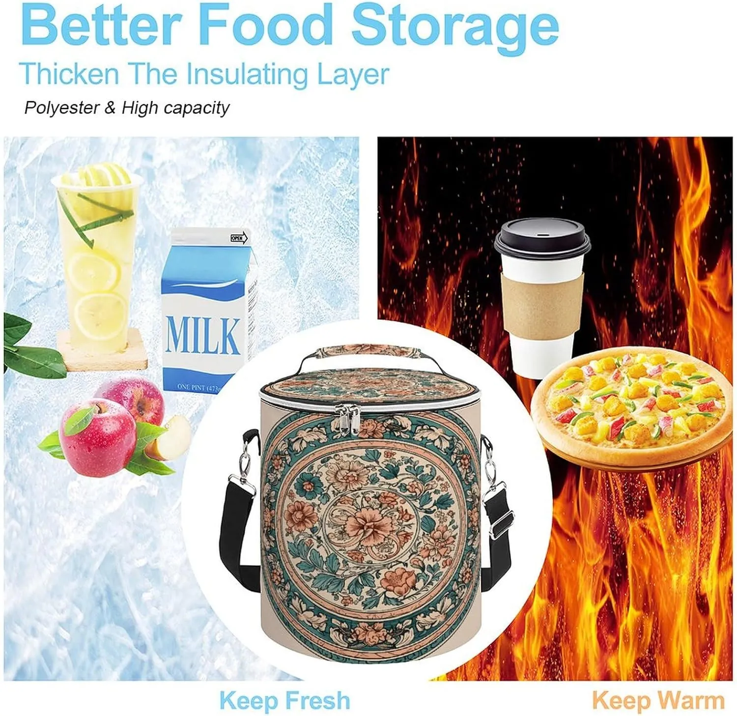 24 Cans Collapsible Soft Cooler Bag,Circular Pattern Large Leakproof Camping Cooler,Portable Travel Cooler for Picnic, Camping, Beach, Trip