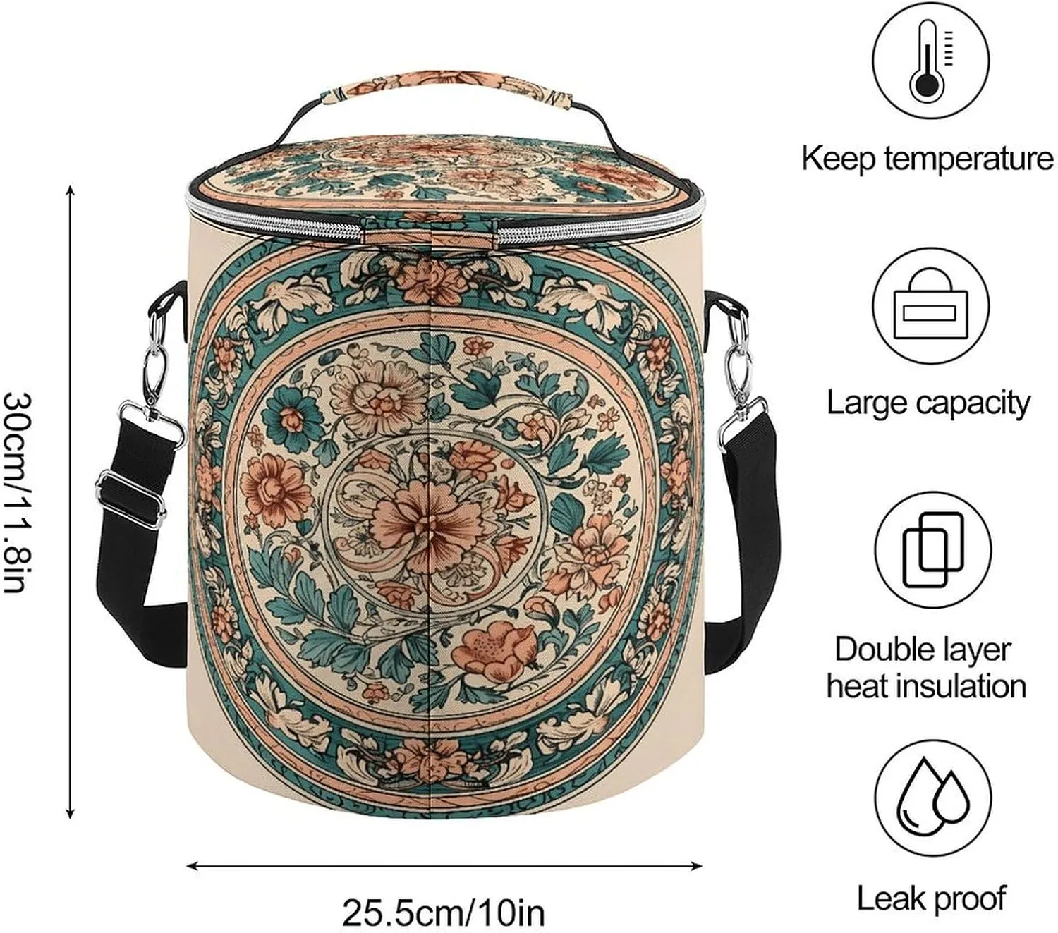 24 Cans Collapsible Soft Cooler Bag,Circular Pattern Large Leakproof Camping Cooler,Portable Travel Cooler for Picnic, Camping, Beach, Trip