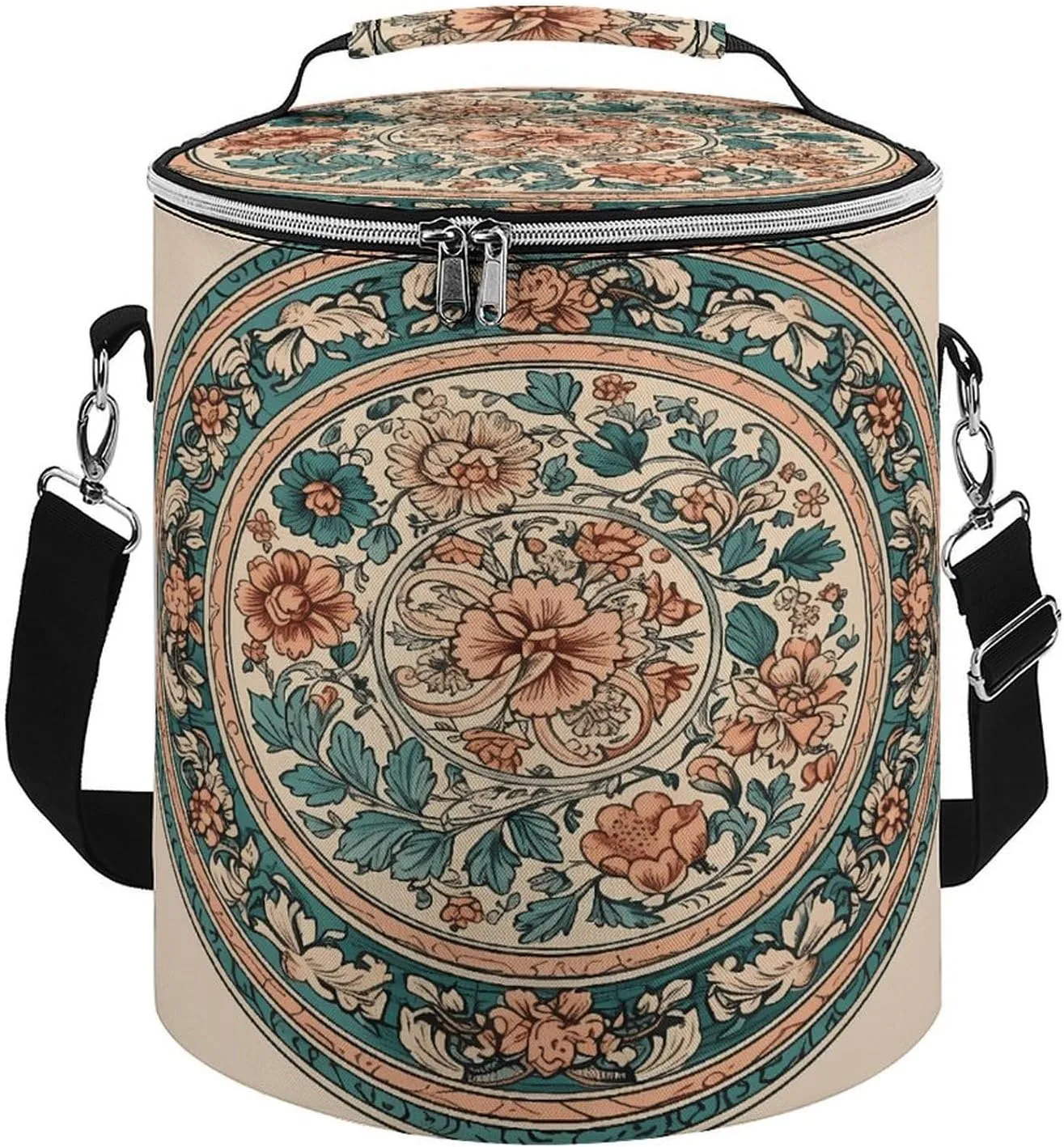 24 Cans Collapsible Soft Cooler Bag,Circular Pattern Large Leakproof Camping Cooler,Portable Travel Cooler for Picnic, Camping, Beach, Trip