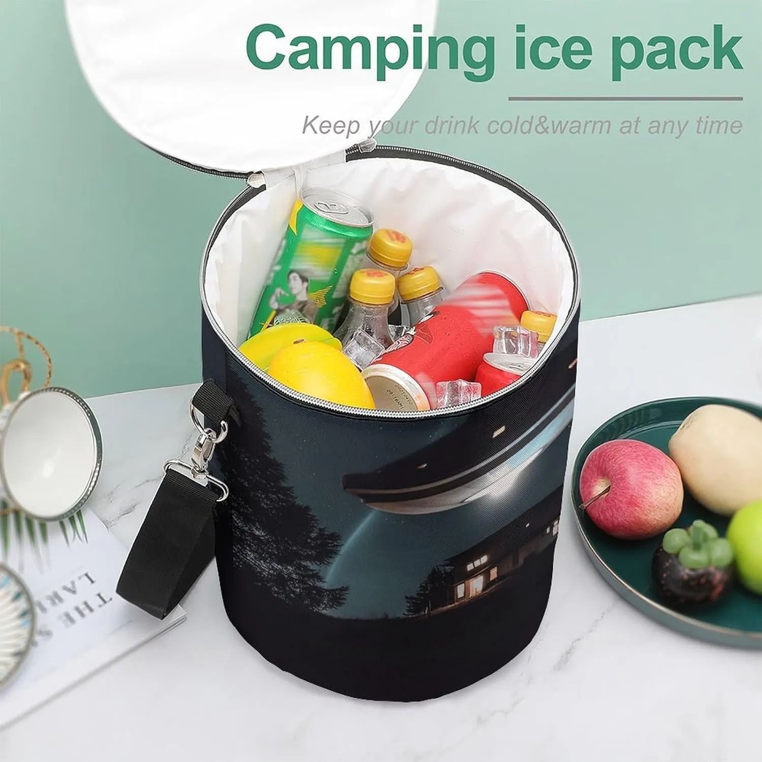24 Cans Collapsible Soft Cooler Bag,Spacecraft at Night Large Leakproof Camping Cooler,Portable Travel Cooler for Picnic, Camping, Beach, Trip