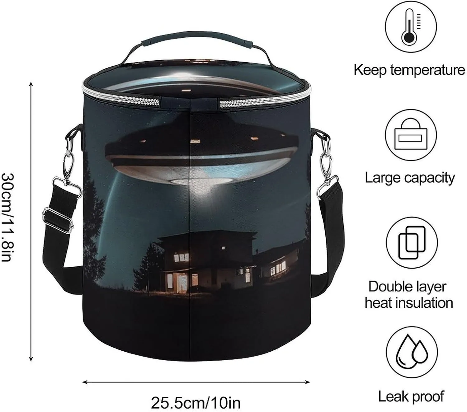 24 Cans Collapsible Soft Cooler Bag,Spacecraft at Night Large Leakproof Camping Cooler,Portable Travel Cooler for Picnic, Camping, Beach, Trip