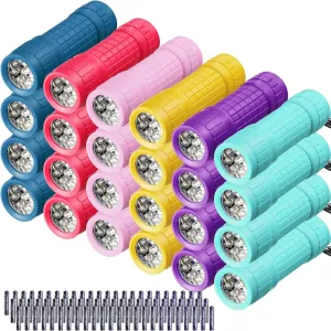 24 Pcs Small Mini Flashlight Bulk Colorful Handheld Flashlights with Batteries Included for Night Reading Party Camping Emergency Hunting