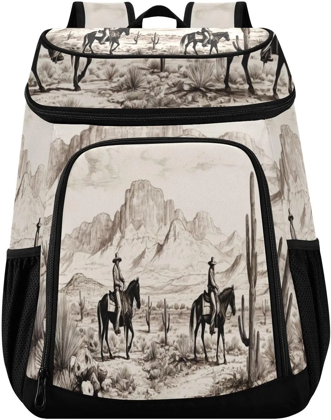 28L Cooler Backpack for Men Women - Western Cowboy Theme Leakproof Cooler Bag Insulated Portable Backpack Coolers for Picnic Hiking Camping Beach