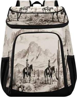 28L Cooler Backpack for Men Women - Western Cowboy Theme Leakproof Cooler Bag Insulated Portable Backpack Coolers for Picnic Hiking Camping Beach