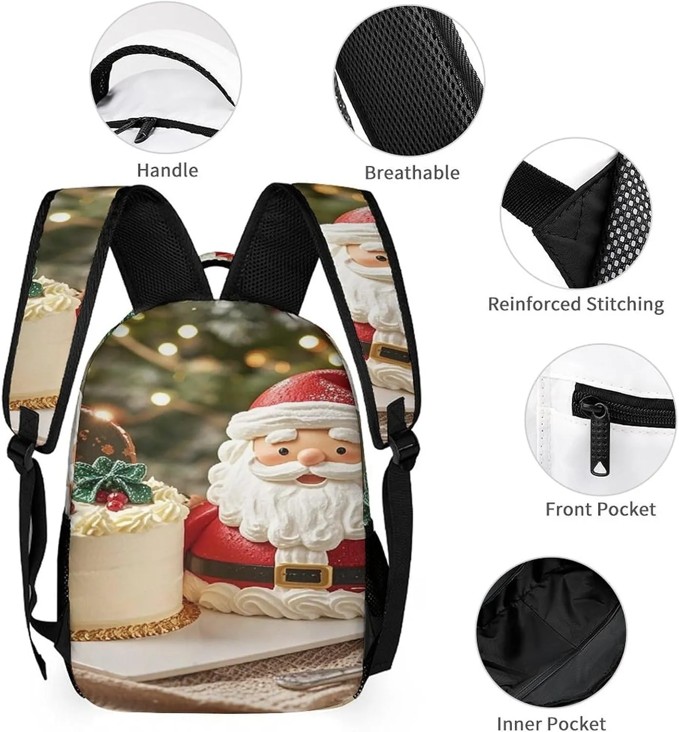 3-in-1 Backpack Lunch Bag Pencil Case Set, Lovely Cake Print Adjustable Shoulder Straps,Spacious Storage – Perfect for Work & Travel