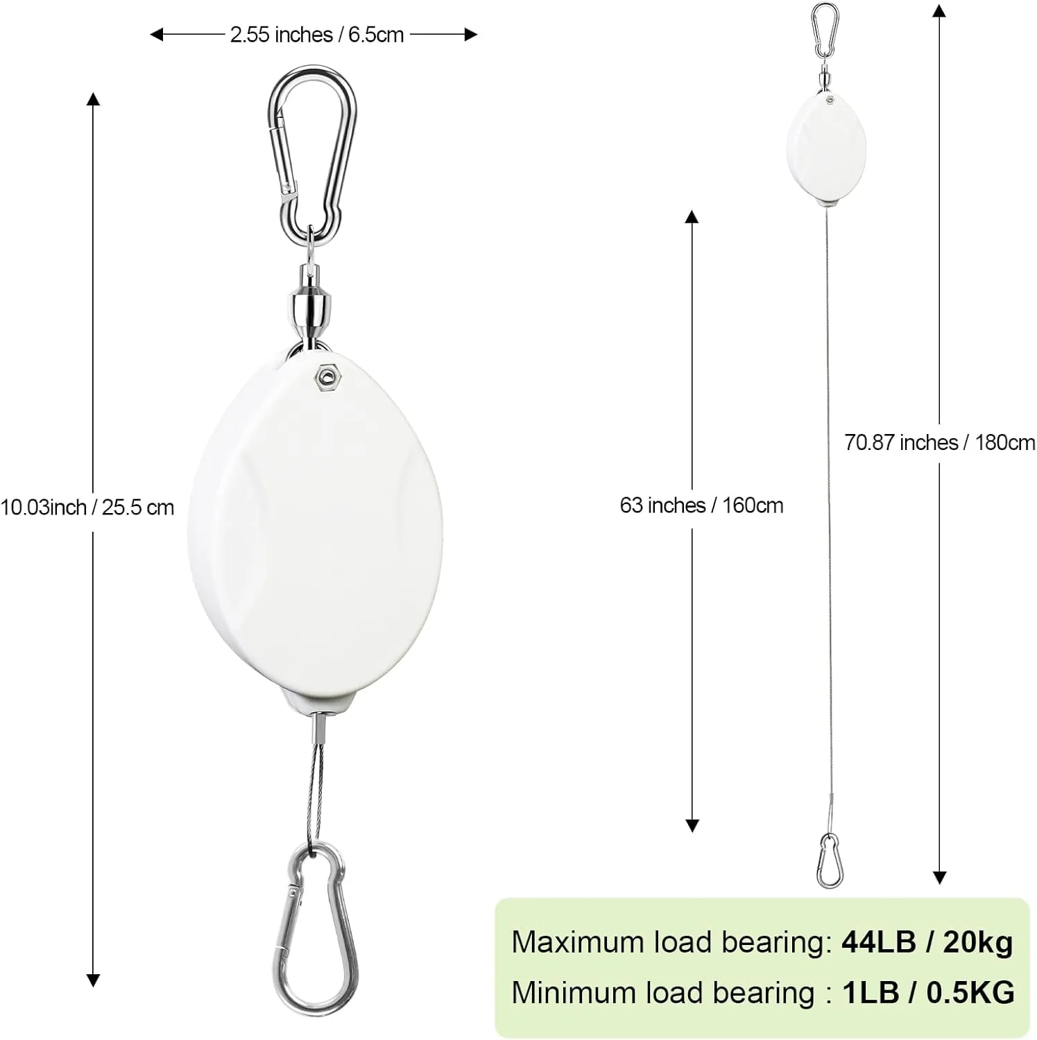 3 Pcs Upgraded Heavy Duty Retractable Plant Hanger,Plant Pulleys for Hanging Plants,Easy to Raise and Lower,Auto Lock,Adjustable Hook for Garden Baskets Pots,Birds Feeder and Grow Lights,White