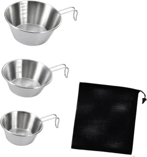 3 Pieces Camping Bowls Set Camping Tableware Sturdy Portable Compact Utensils Cups Dinnerware for BBQ Travel Picnic
