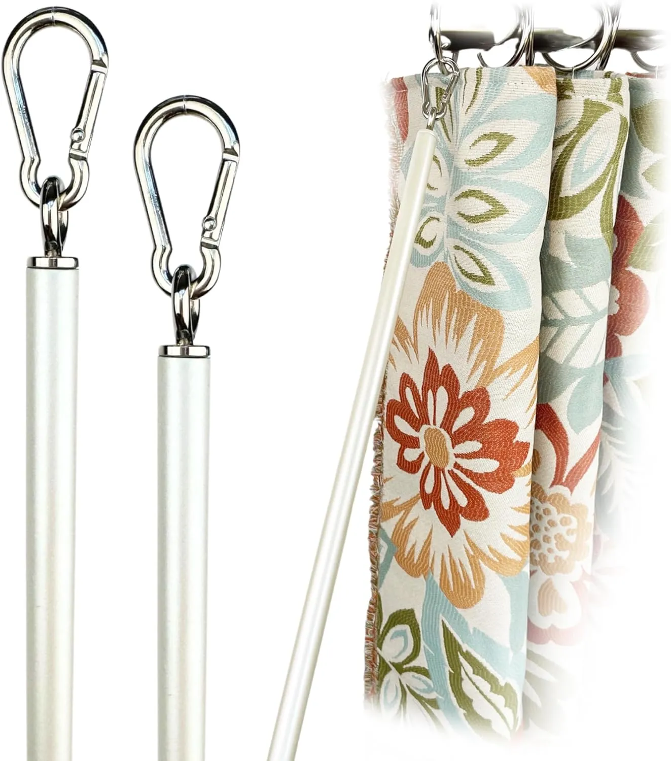 36 inch (2 Pack) Pearl White Iron Curtain Pull Wand - Strong Drapery Pull Rod - Verstaile Curtain Wand - Metal Drapery Wand (36in WW 2pk)