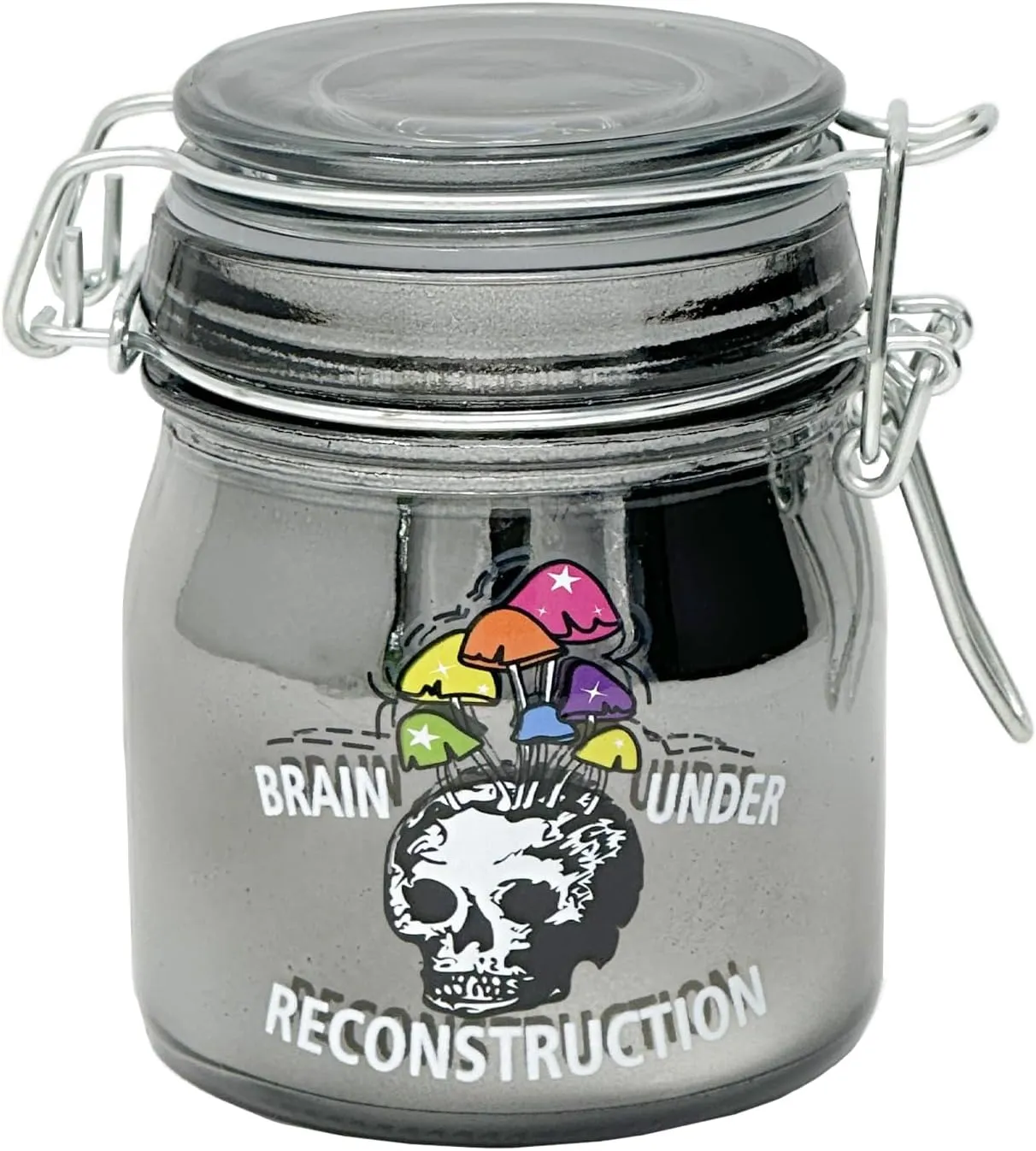 3.75" Tall Glass Jar with Clamping Lid (Brain Under Reconstruction)
