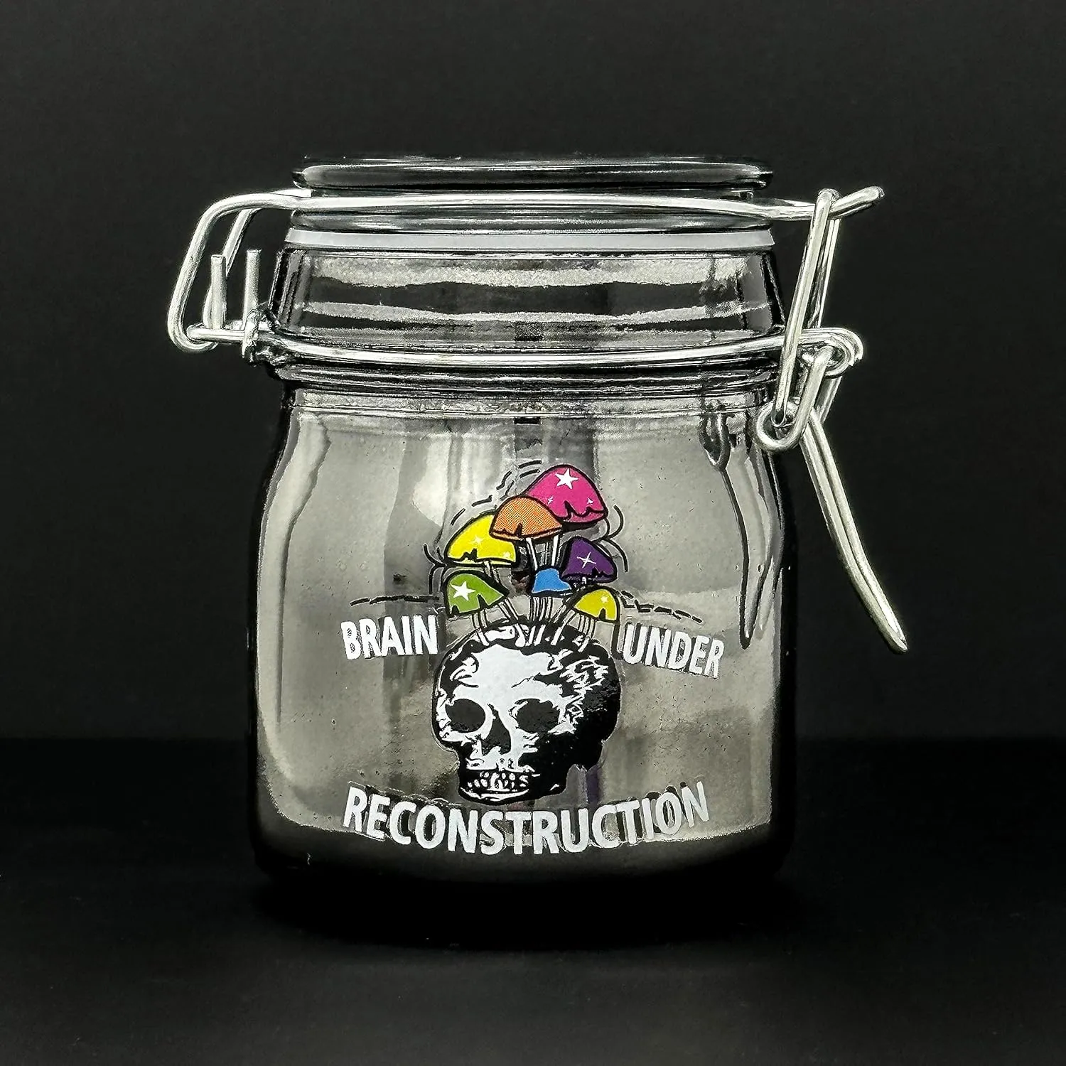 3.75" Tall Glass Jar with Clamping Lid (Brain Under Reconstruction)