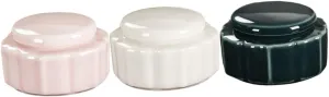 3pcs Vintage Ceramic Lip Balm Jars with Lids Travel Cosmetic Containers for Face Cream and Lip Gloss Compact Round Storage for Makeup and Samples