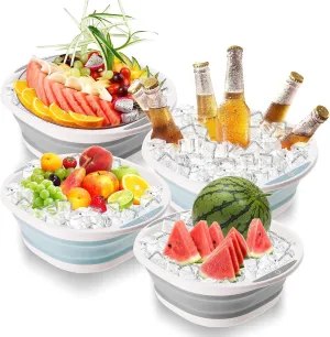 4 Pack Collapsible Ice Buckets for Parties, Foldable Beverage Tub, Large Collapsible Ice Bucket for Wine/Beer/Champagne, Large Beer Ice Buckets Drink Cooler, Space Saving Ice Storage Tub Ice Cube Bin