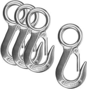 4 Pack Fast Eye Safety Snap Hook for Boat, Heavy Duty Stainless Steel Carabiner, 4-5/8"