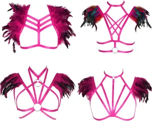 4 Pieces of Women's Harness Bra Elastic Crop Top Cage Bra Without Cup Hollow Adjustable Gothpunk Halloween Dance Costume
